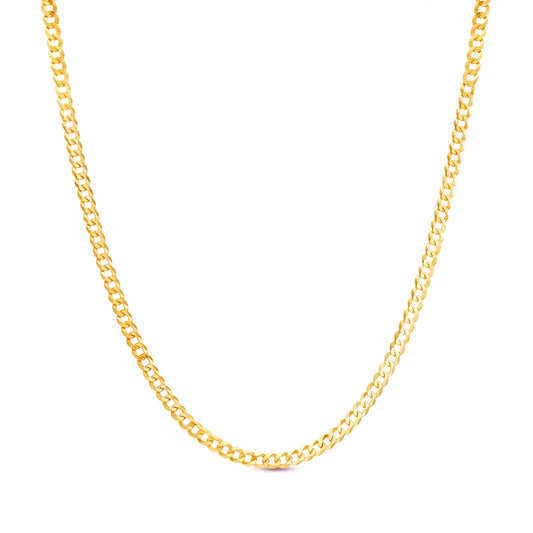 14K 2.5MM YELLOW GOLD SOLID CURB 26" CHAIN NECKLACE (AVAILABLE IN LENGTHS 7" - 30")
