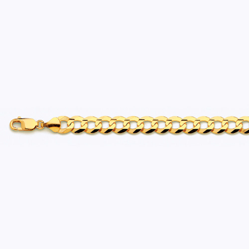 10K 9.5MM YELLOW GOLD SOLID CURB 22" CHAIN NECKLACE (AVAILABLE IN LENGTHS 7" - 30")