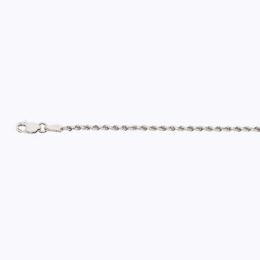 14K 2MM WHITE GOLD SOLID DC ROPE 16" CHAIN NECKLACE (AVAILABLE IN LENGTHS 7" - 30")