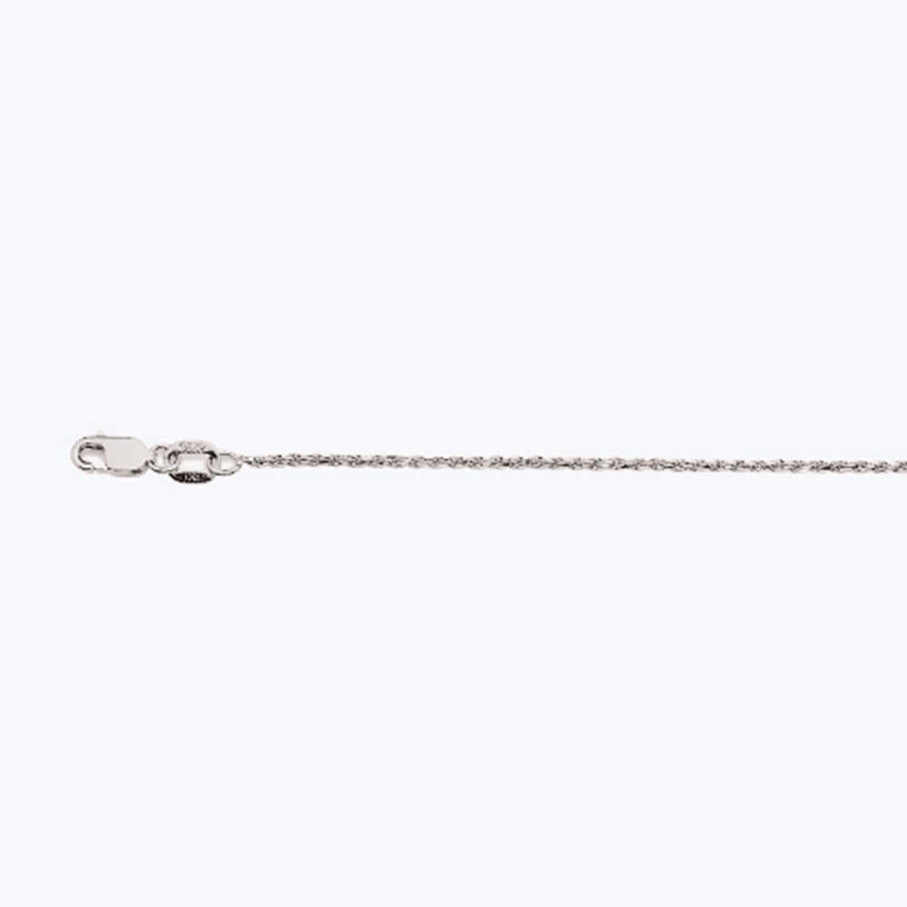 14K 1MM WHITE GOLD SOLID DC ROPE 8.5" CHAIN BRACELET (AVAILABLE IN LENGTHS 7" - 30")