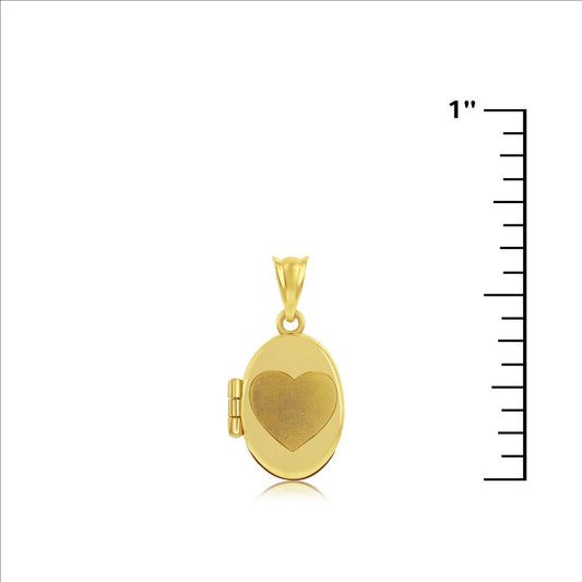 14K Yellow Gold Heart 'Mom' Oval Locket