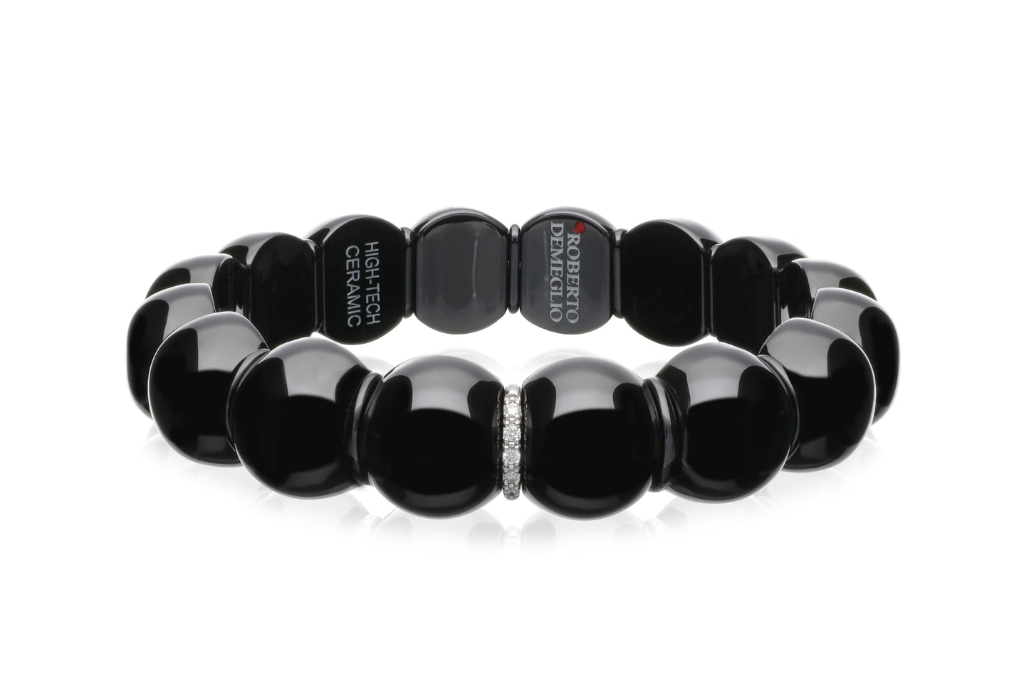 Black Ceramic Bracelet with 1 Diamond Bar