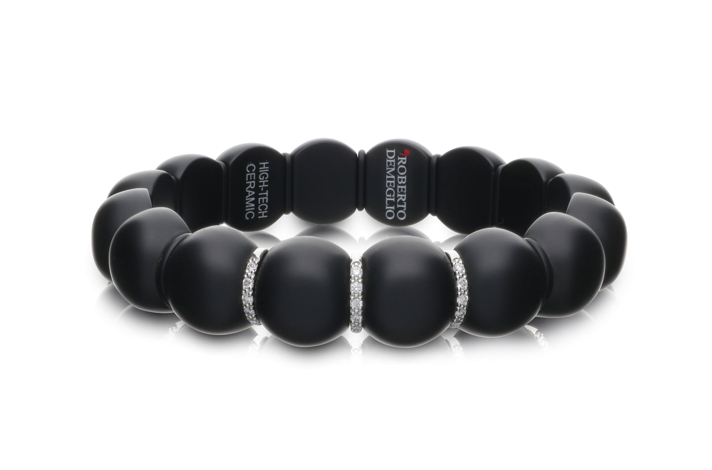 Matte Black Ceramic Bracelet with 3 Diamond Bars