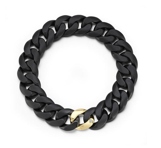 Groumette Matte Black Ceramic with One Gold Link