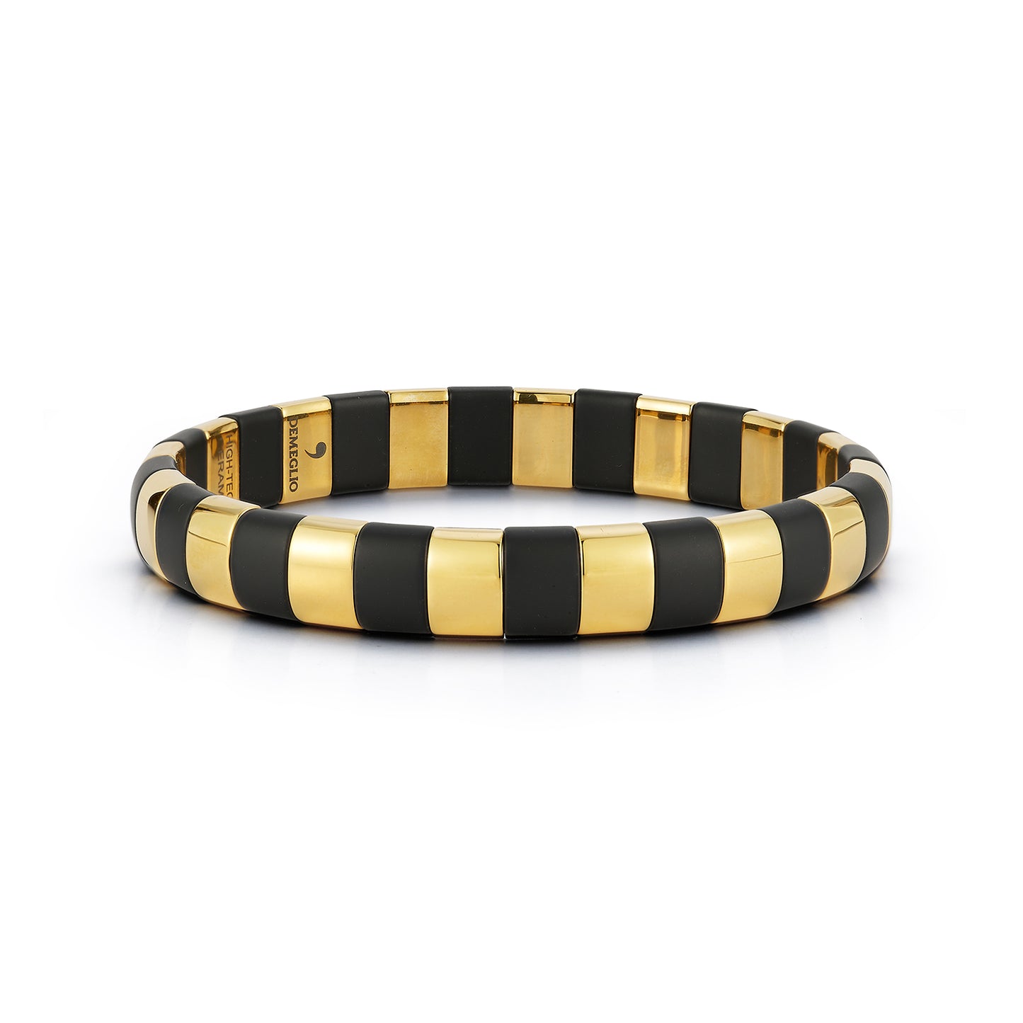 Large Matte Black Ceramic and Yellow Gold Alternating Bracelet