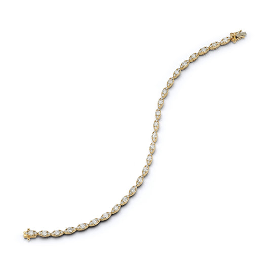 Marquise Shape Link Bracelet with Round Diamond