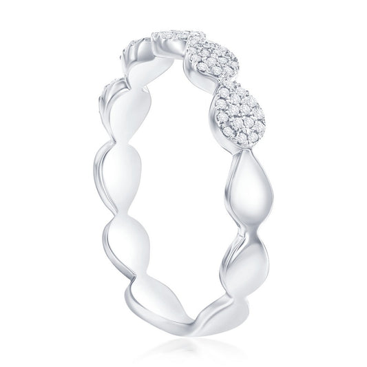 Sterling Silver Sideways Pearshaped Diamond Ring - (80 Stones)