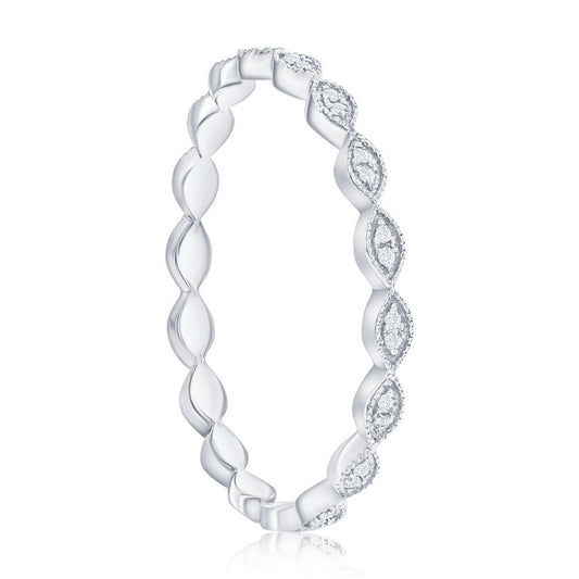 Sterling Silver Marquise Eternity Diamond Ring - (36 Stones)