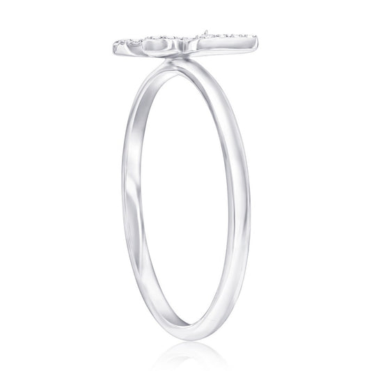 Sterling Silver Butterfly Diamond Ring - (43 Stones)