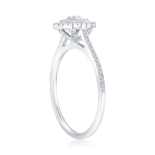 Sterling Silver Double Frame Oval Diamond Ring - (97 Stones)