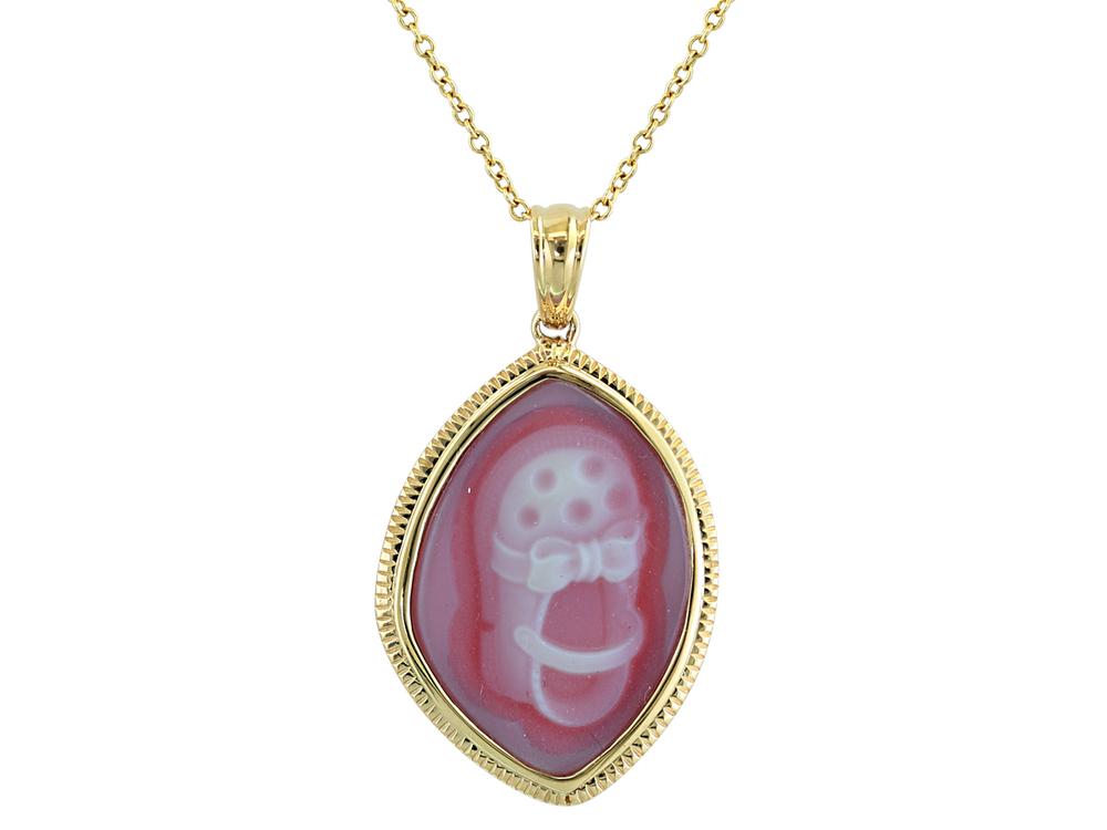 EFFY 14K YELLOW GOLD AGATE CAMEO PENDANT