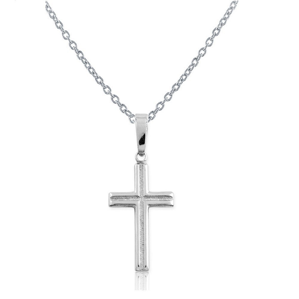 Sterling Silver Small Diamond-Cut Cross Pendant