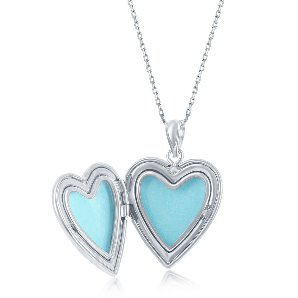Stering Silver "I Love You To The Moon & Back" Heart Locket W/chain