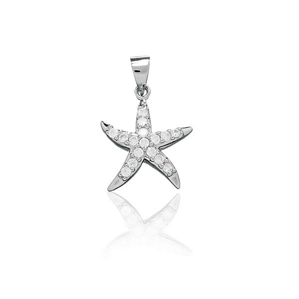 Sterling Silver CZ Starfish Pendant