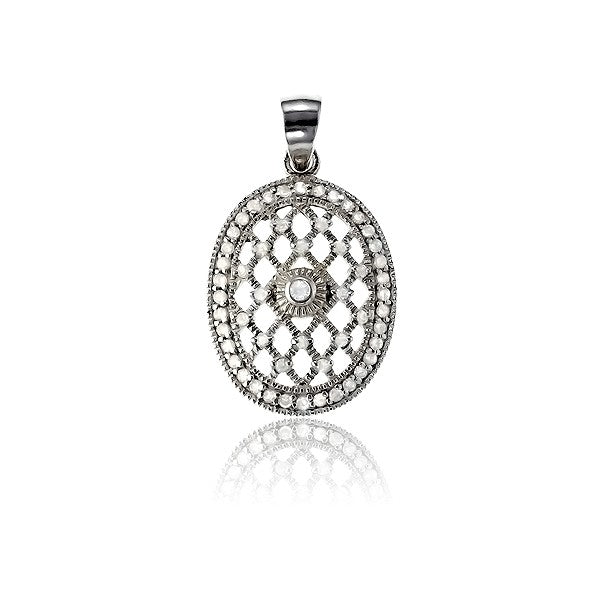 Sterling Silver Oval CZ Pendant