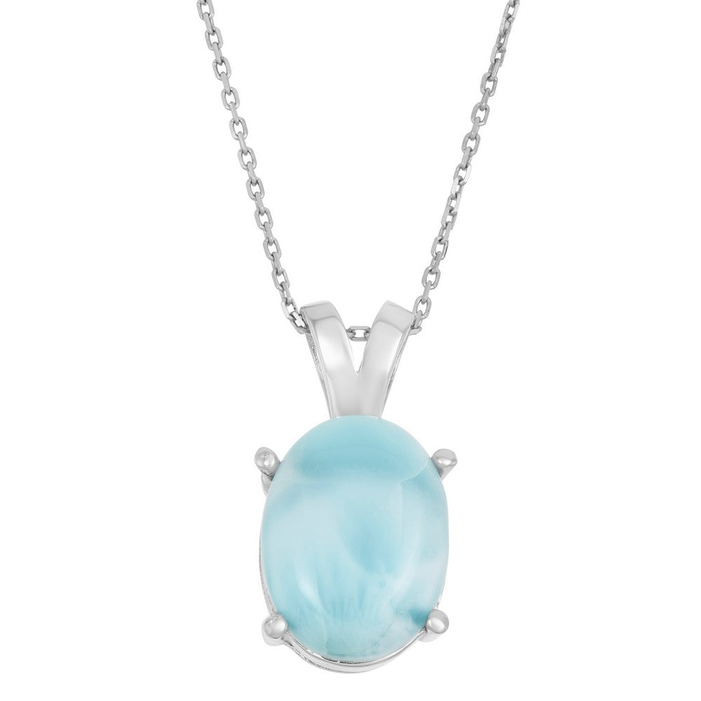 Sterling Silver Oval Larimar Pendant