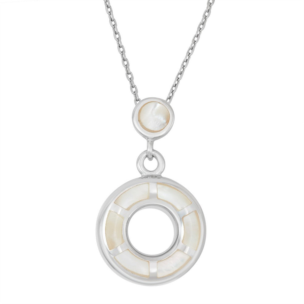 Sterling Silver White MOP Open Circle Pendant
