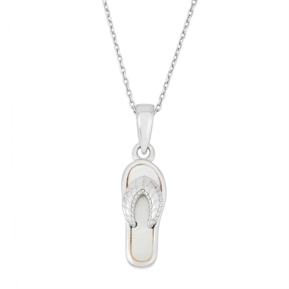 Sterling Silver White Flip-Flop Pendant - MOP