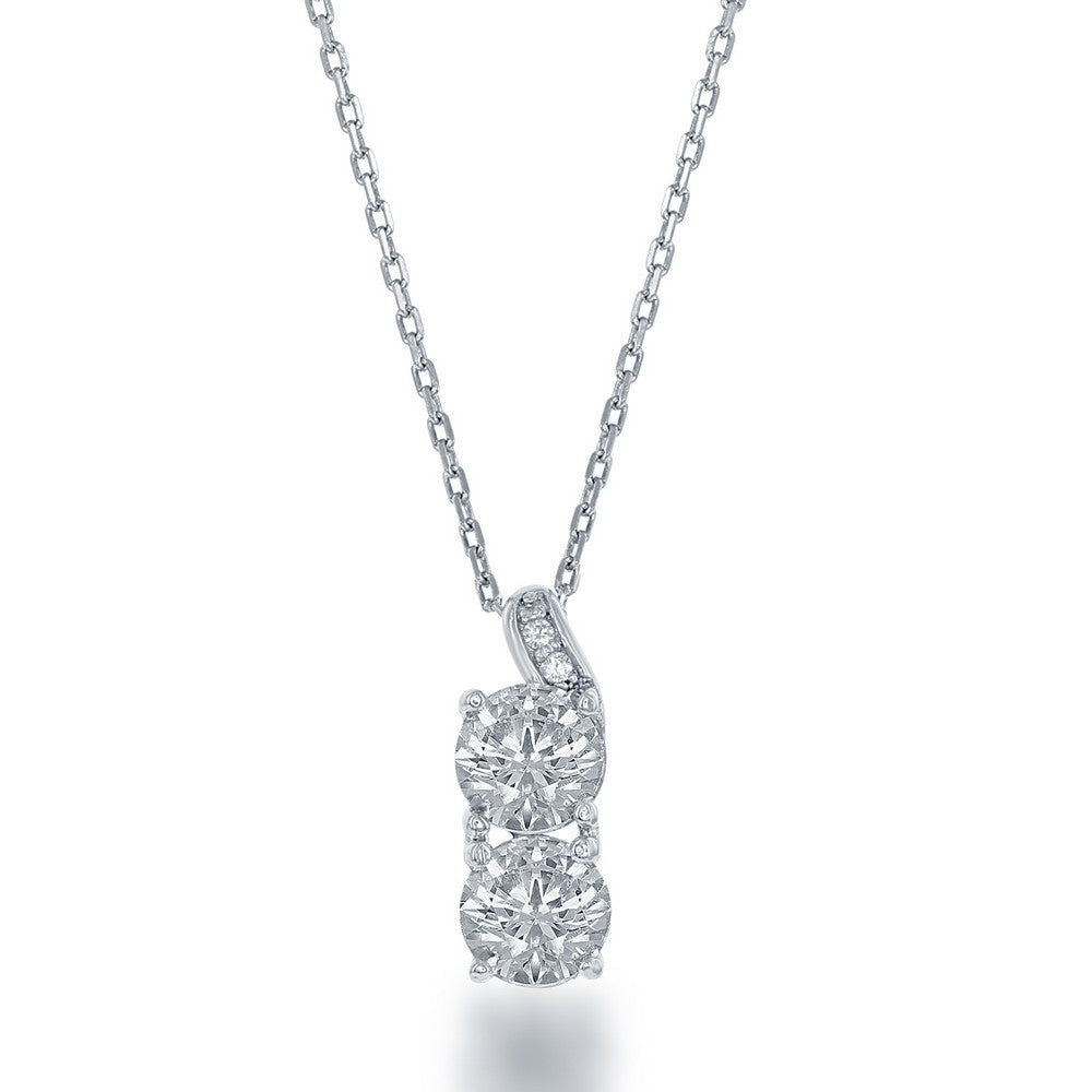 Sterling Silver "Us2gether" Square Cubic Zirconia Pendant