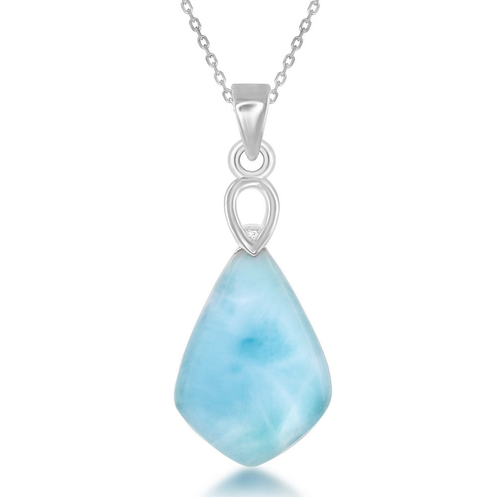 Sterling Silver Diamond Shaped Larimar Pendant