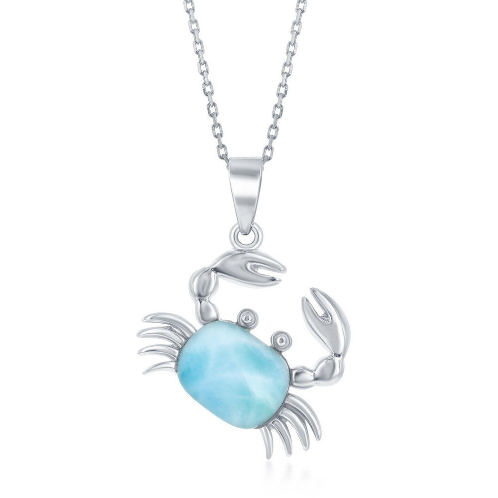 Sterling Silver Larimar Crab Pendant