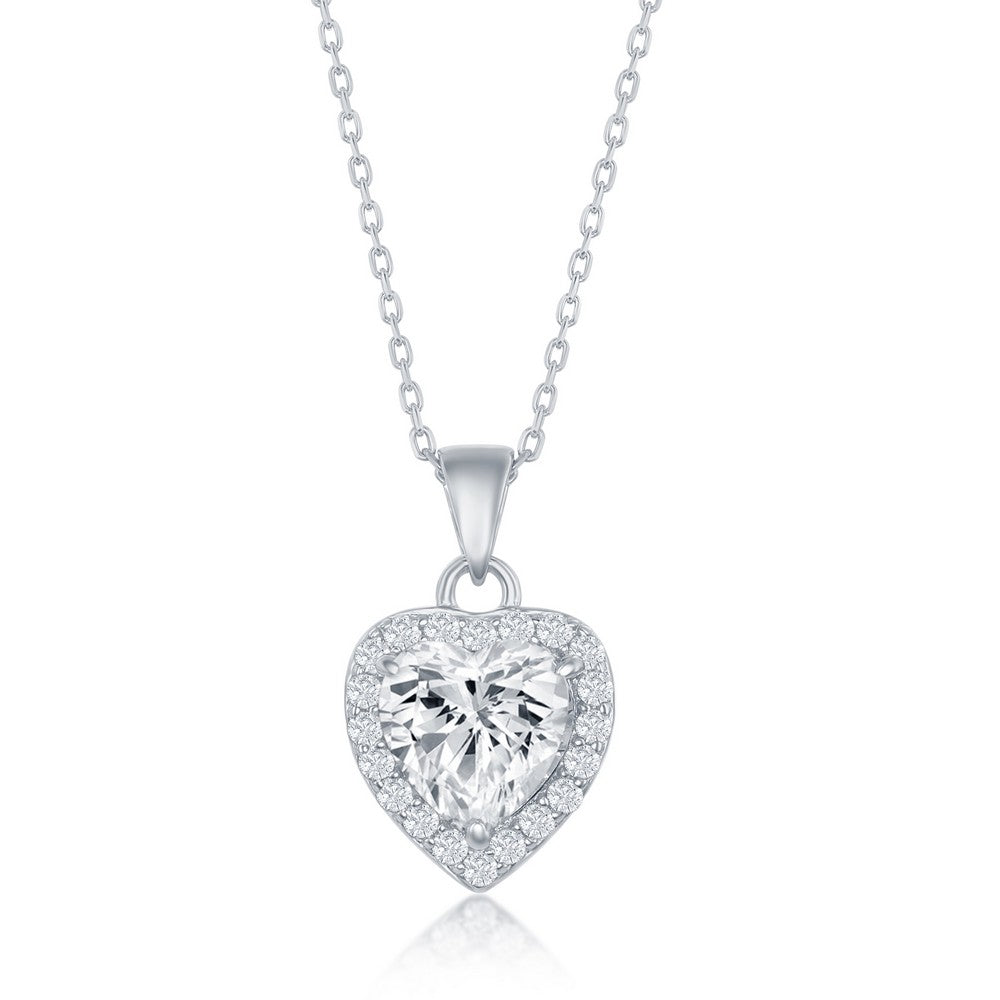 Sterling Silver Heart CZ Pendant