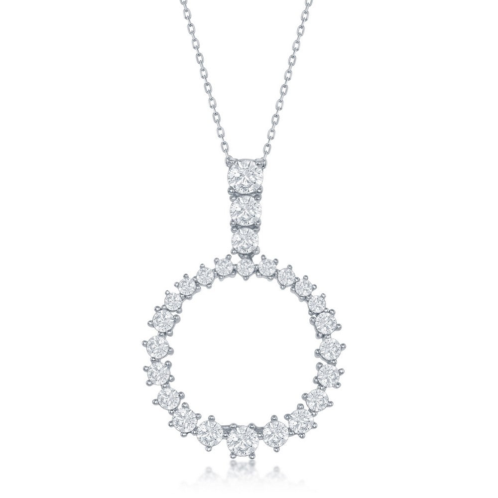 Sterling Silver Open CZ Circle Pendant