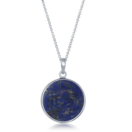 Sterling Silver Tree Branch with Small Pearl Round Pendant - Lapis