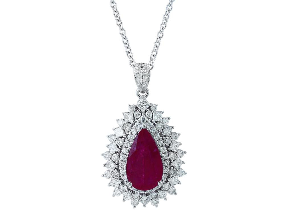 EFFY 18K WHITE GOLD NATURAL RUBY PENDANT