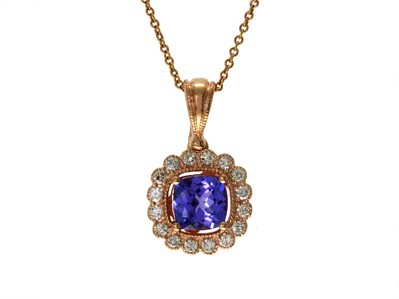 EFFY 14K ROSE GOLD DIAMOND,TANZANITE PENDANT