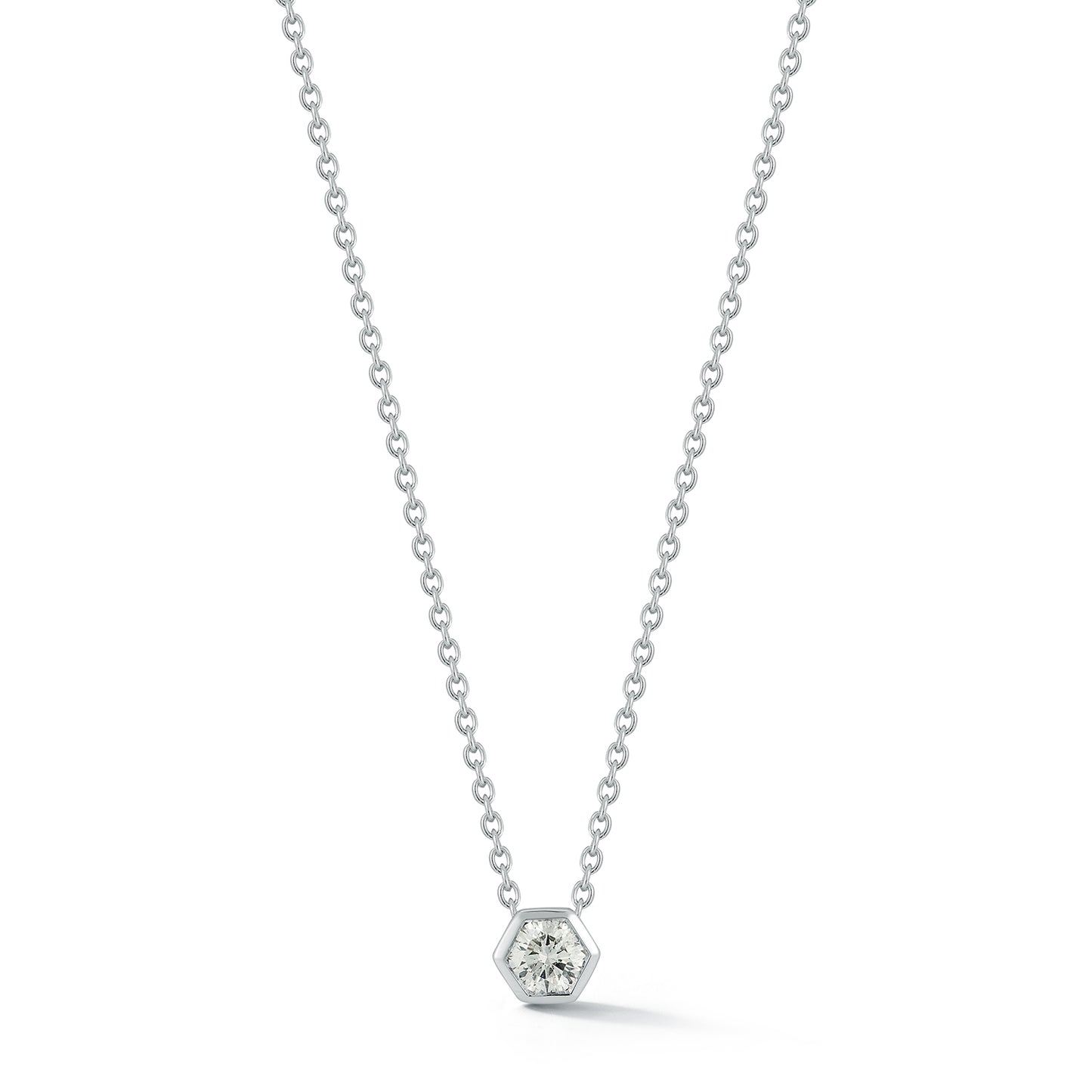 Hexagon Bezel Set Solitaire Diamond Pendant