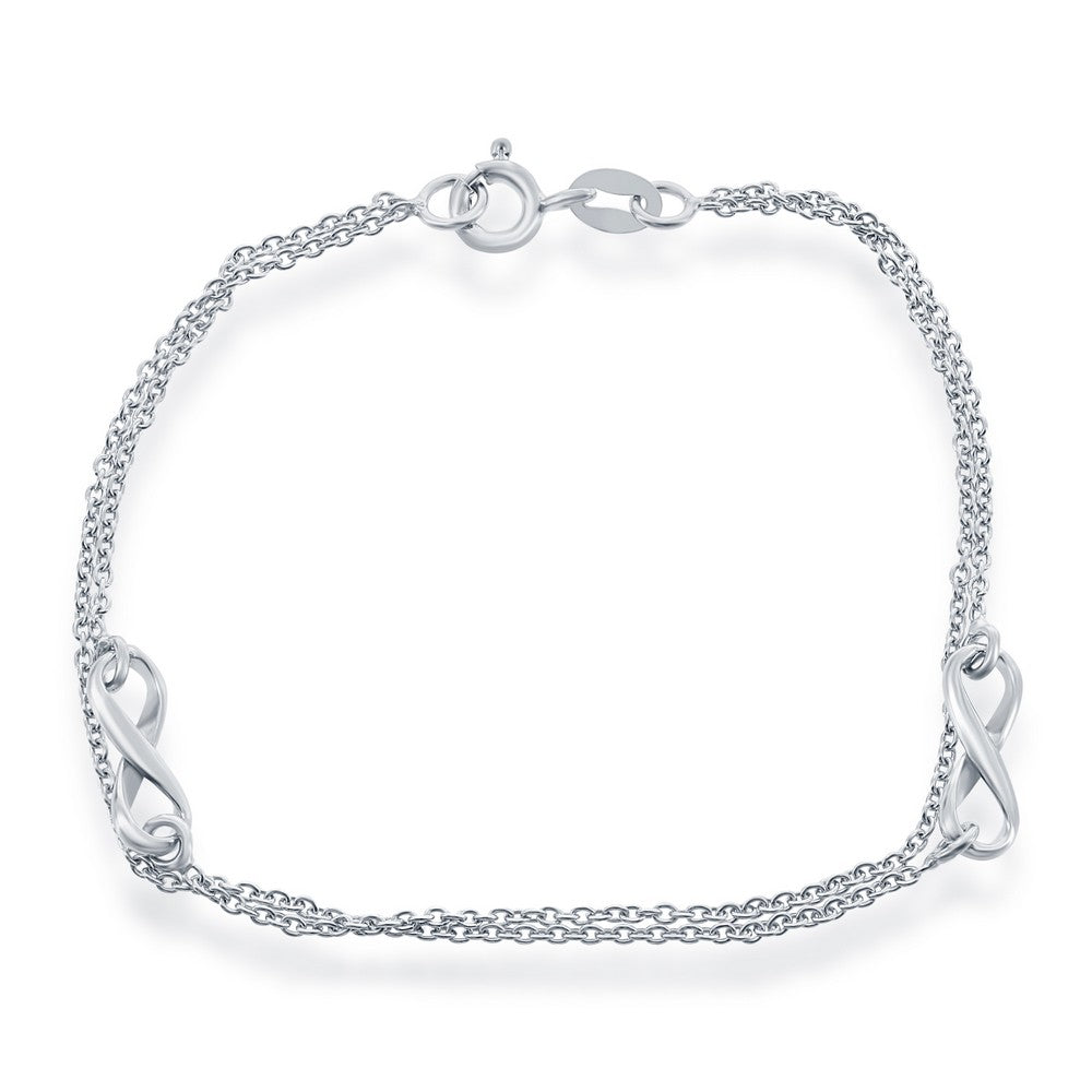 Sterling Silver Double Strand Infinity Bracelet