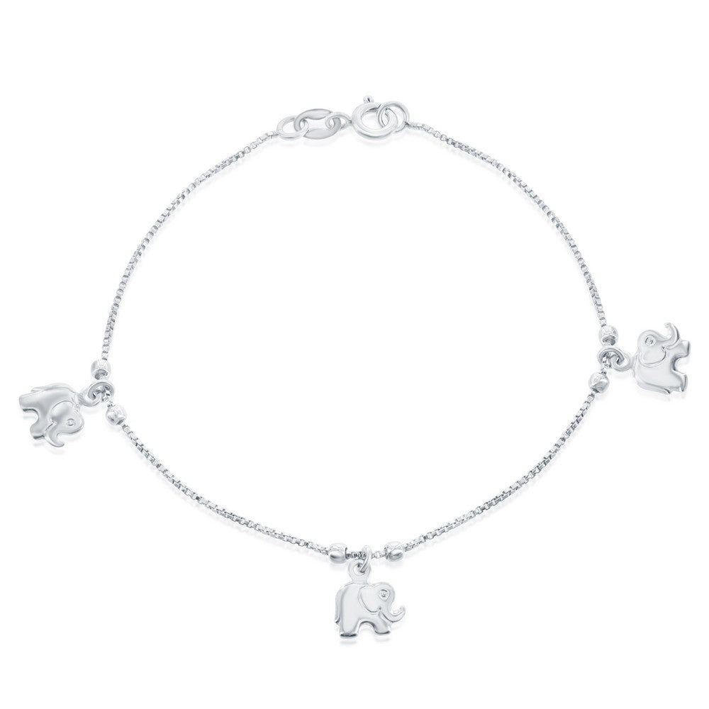 Sterling Silver Beads with Elephant Charm Bracelet