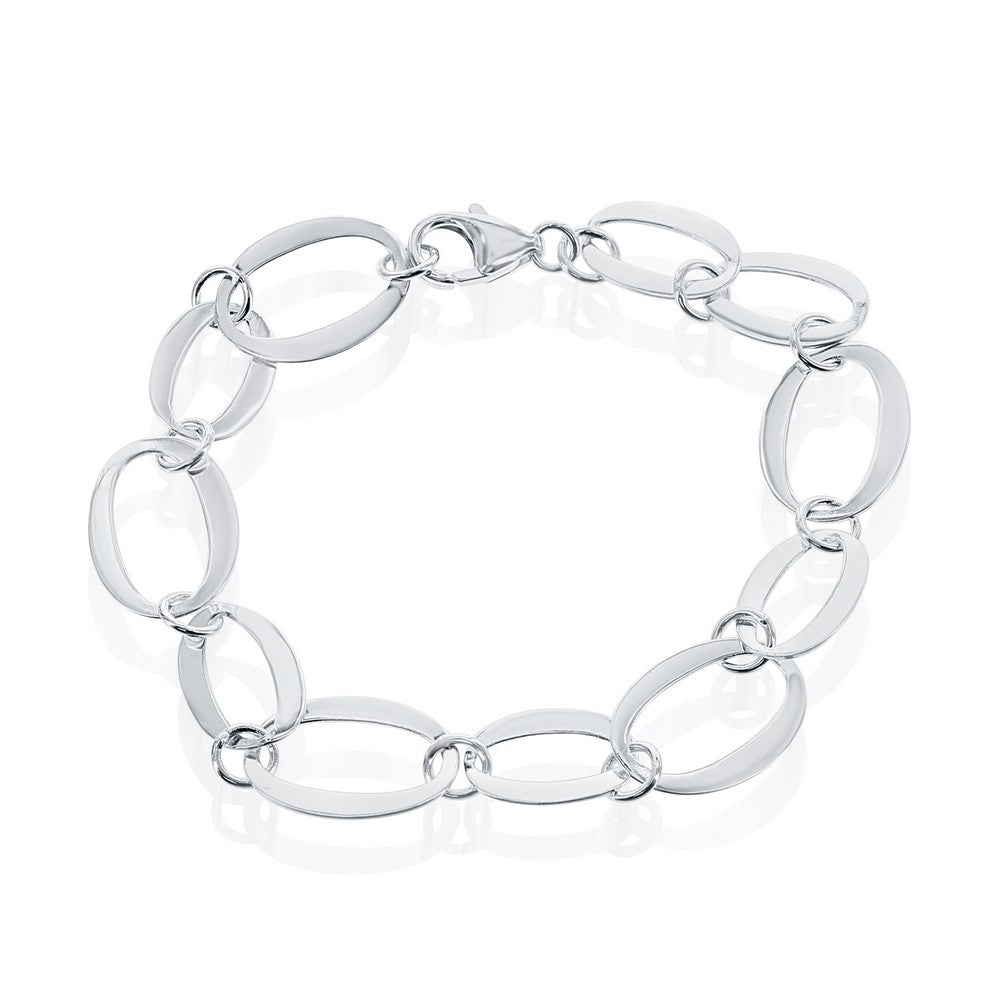 Sterling Silver Open Small and Large Oval Alternating Bracelet