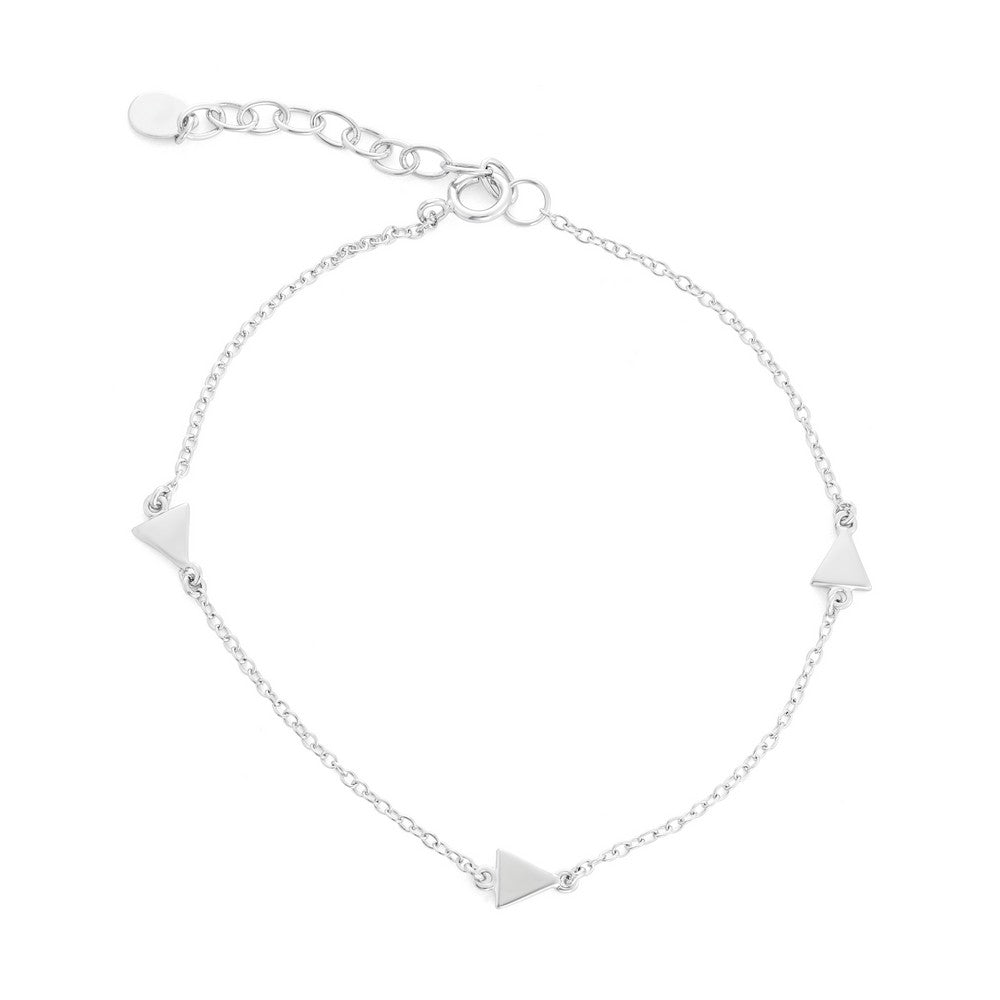 Sterling Silver Small Shiny Triangles Bracelet