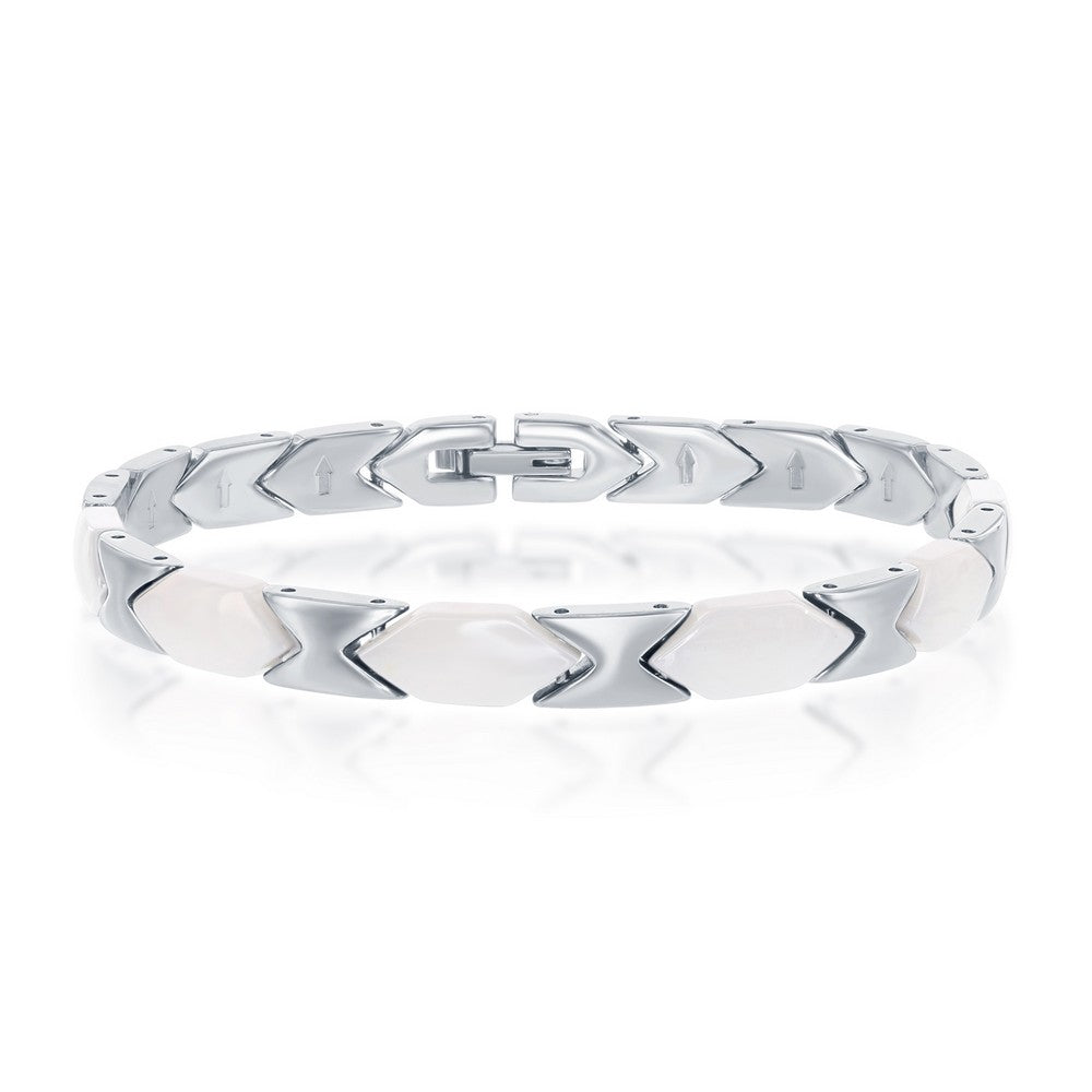 Stainless Steel White Ceramic Bracelet