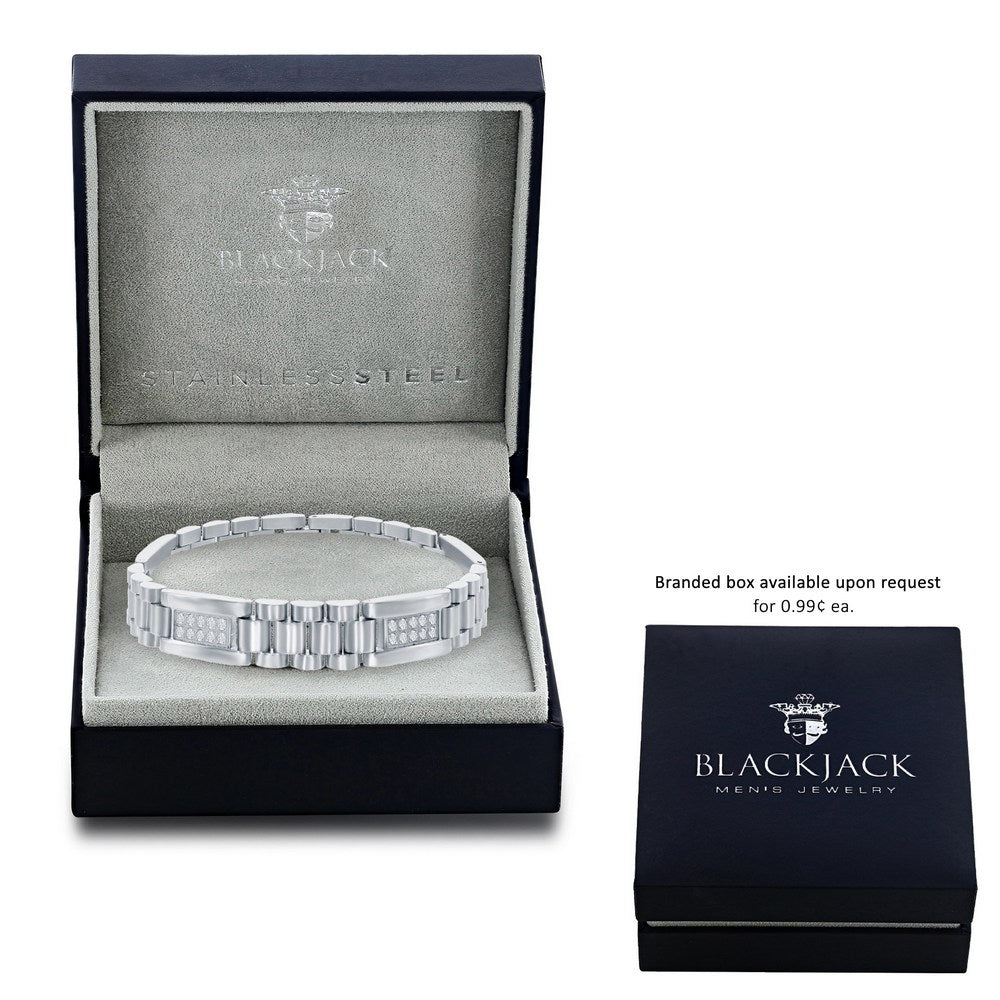 Stainless Steel Micro Pave CZ Link Bracelet