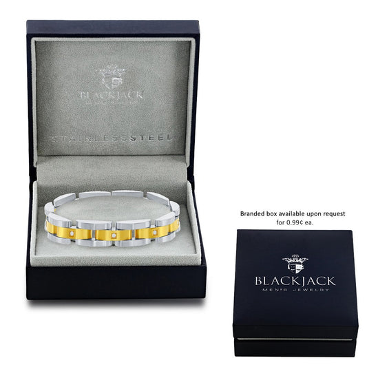 Stainless Steel Gold & Silver Link CZ Bracelet