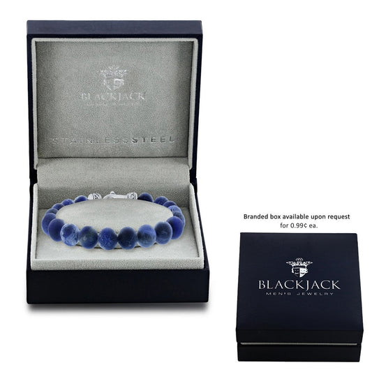 Stainless Steel 10mm Bead Bracelet - Sodalite
