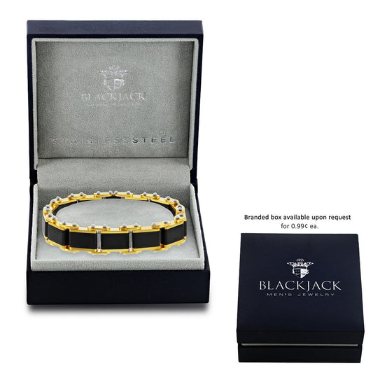 Stainless Steel Black & Gold Insutrial Link Bracelet