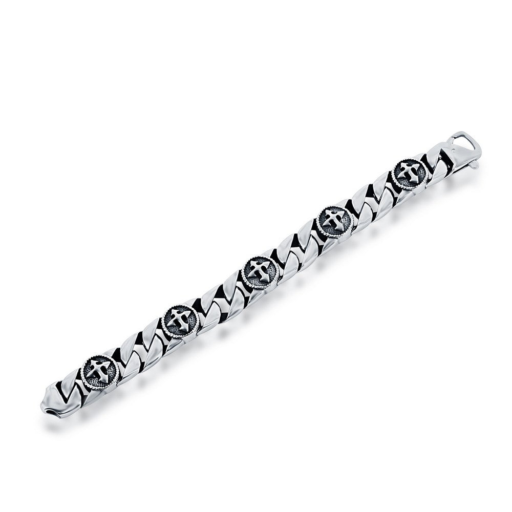 Stainless Steel Cross Design Cuban Link Bracelet