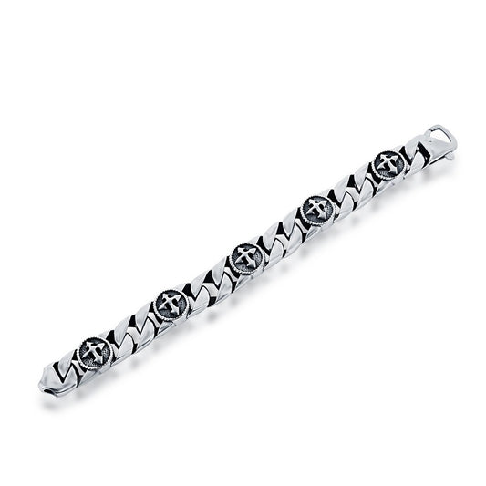 Stainless Steel Cross Design Cuban Link Bracelet