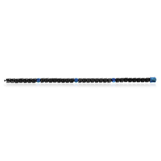 Stainless Steel Multi-Cut Bead Bracelet - Black & Blue