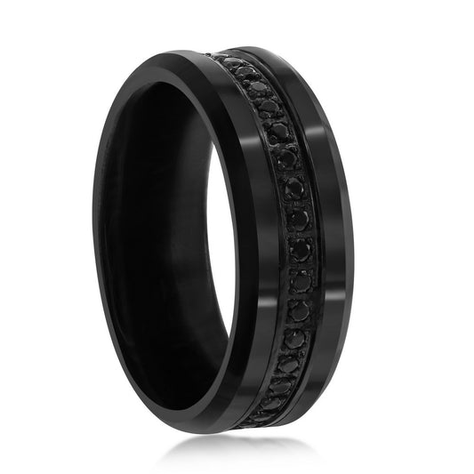 Black CZ Eternity Tungsten Ring