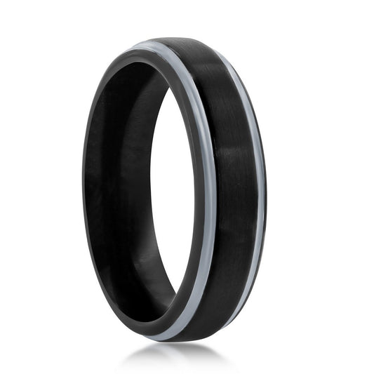 Black & Silver 6mm Tungsten Ring