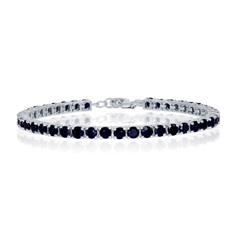 Sterling Silver, 4mm Round 13.00cttw Diffusion Sapphire Gemstone Tennis Bracelet