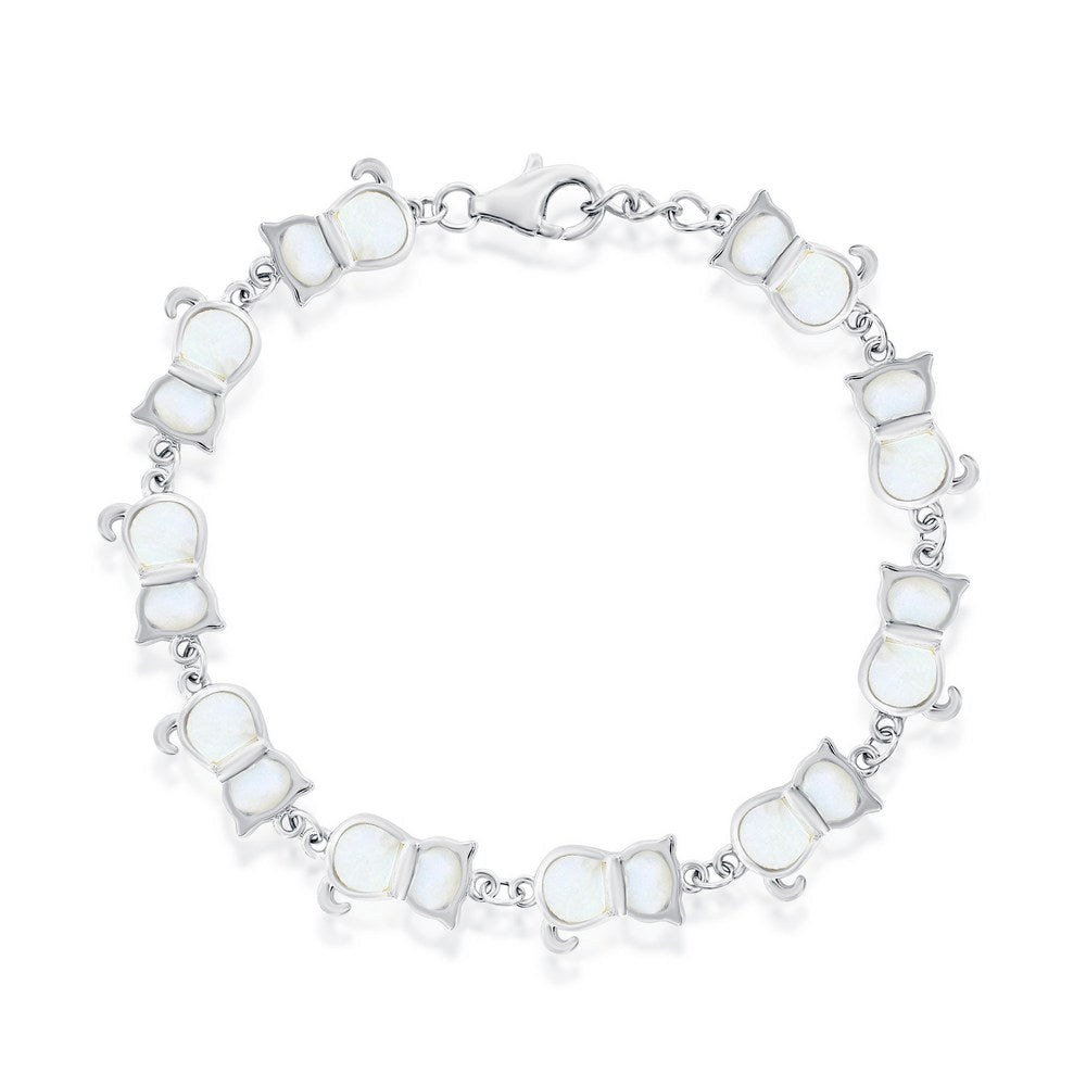 Sterling Silver "Cats" Bracelet - Mother of Pearl