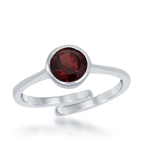 "January" Garnet Bezel Set Ring