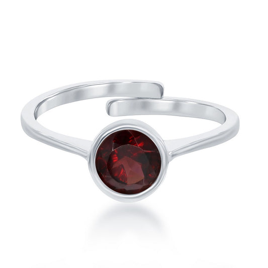 "January" Garnet Bezel Set Ring