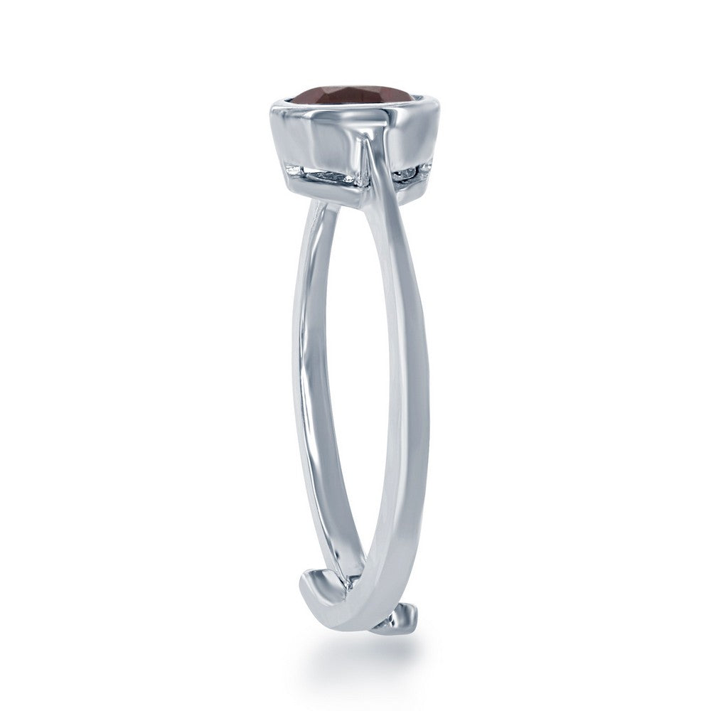 "January" Garnet Bezel Set Ring